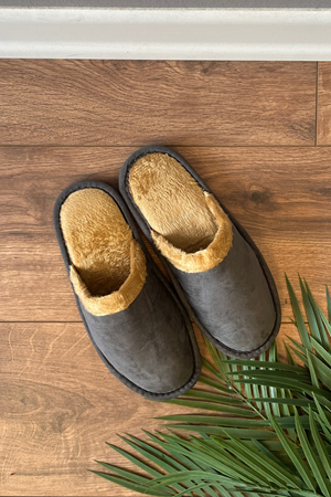 Diana  Antrasit İçi Tüylü Önü Kapalı Ev Terliği     