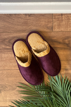 Diana  Mürdüm İçi Tüylü Önü Kapalı Ev Terliği     