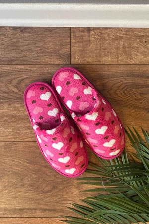 Alice Pudra Kalp Desenli  Önü Kapalı Ev Terliği  