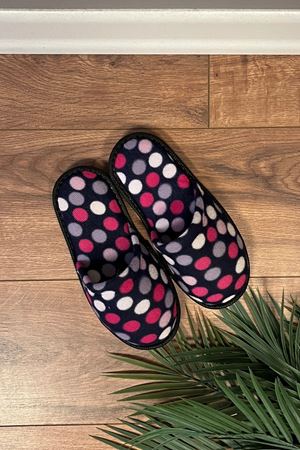 Alice Lacivert Renkli Puantiyeli  Önü Kapalı Ev Terliği