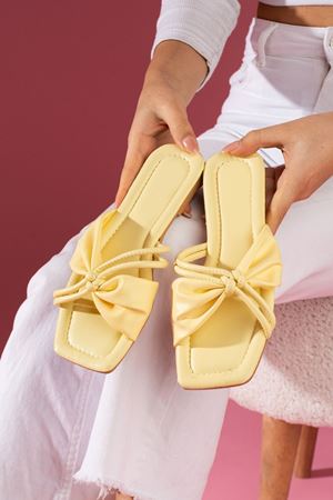 Lagerta Sarı  Çapraz Düğümlü Çift  Kemerli  Terlik