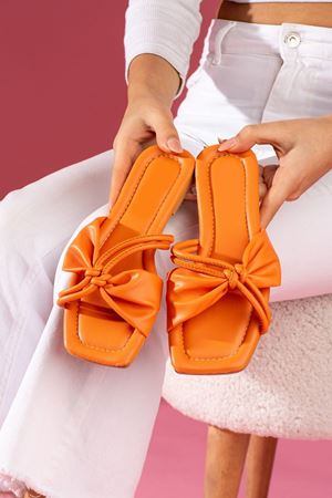 Lagerta Turuncu Çapraz Düğümlü Çift  Kemerli  Terlik