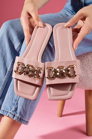 Marko Pudra Gold Zincir Tokalı   Terlik  