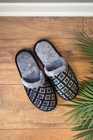 Florida Siyah Kilim Desenli Erkek Ev Terliği 