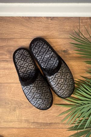 Florida Siyah Labirent Desenli Erkek Ev Terliği  