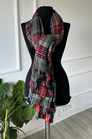 Shawl   Koyu Renk Ekoseli  Atkı & Şal