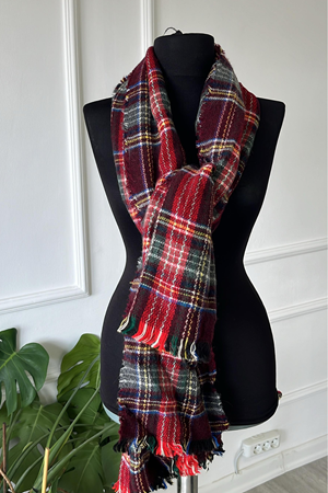 Shawl   Bordo  Ekoseli  Atkı & Şal 