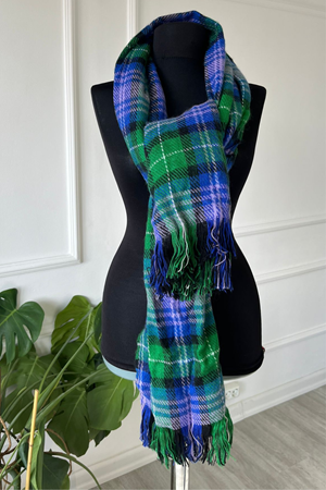 Shawl   Yeşil Mavi Ekose  Desenli Atkı & Şal 