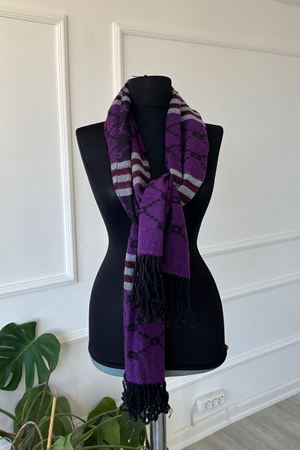 Shawl Lila Ekoseli Çizgili  Atkı & Şal 