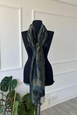 Shawl Koyu Haki Kamuflaj Desenli Atkı & Şal 
