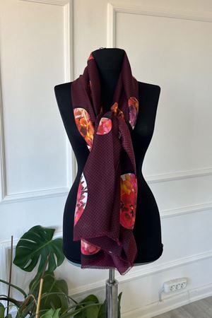 Shawl Bordo Desenli İnce Atkı & Şal 