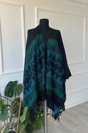 Shawl Desenli Kışlık Panço Şal 