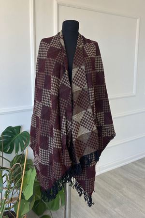 Shawl Desenli Kışlık Panço Şal  