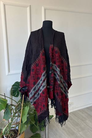 Shawl Desenli Kışlık Panço Şal 