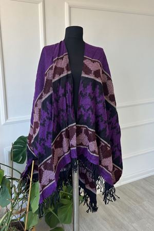 Shawl Desenli Kışlık Panço Şal