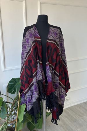 Shawl Desenli Kışlık Panço Şal