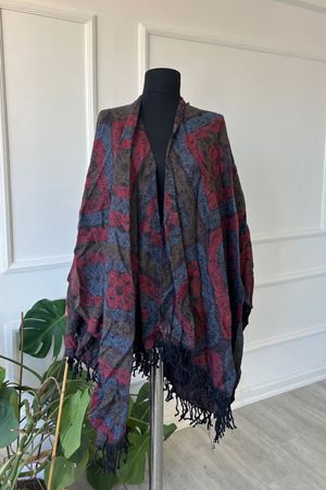 Shawl Desenli Kışlık Panço Şal