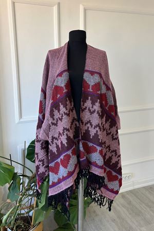 Shawl Desenli Kışlık Panço Şal