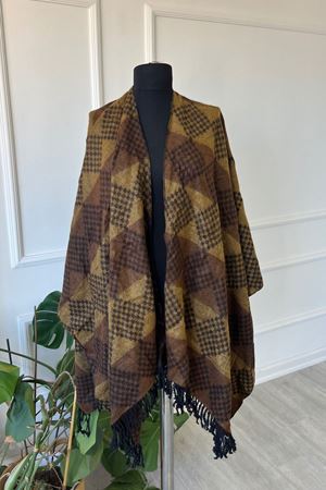 Shawl Desenli Kışlık Panço Şal 