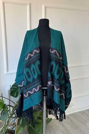 Shawl Desenli Kışlık Panço Şal