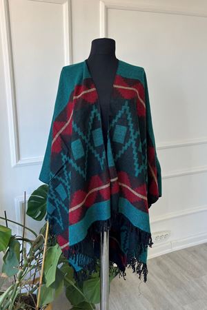 Shawl Desenli Kışlık Panço Şal 