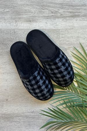 Florida Siyah Tetris Desenli Erkek Ev Terliği