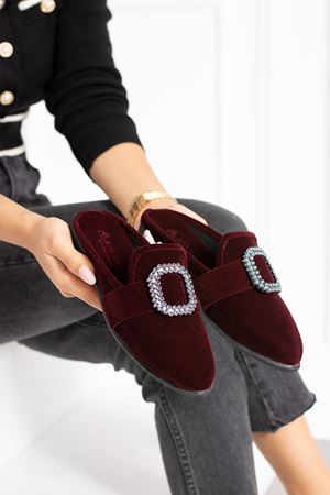 Spector Bordo   Kare Tokalı Önü Kapalı Elegant  Ev Terliği  
