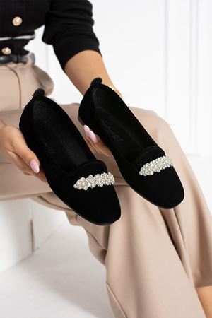Luster Siyah Salkım Taş Detaylı Elegant Ev Babeti 
