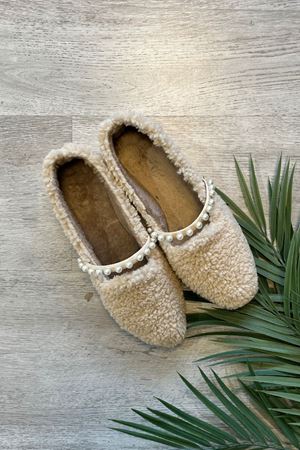 Albiol Bej Havlu Dokulu İnci Kemerli  Babet 