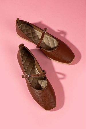 Belton Taba Natural Tokalı Kemer Bantlı Babet 