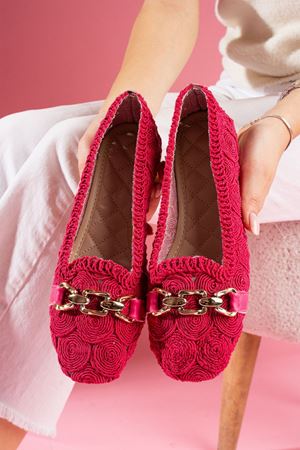 Marsa Fuşya Daire Nakışlı İnci Kemerli Babet  