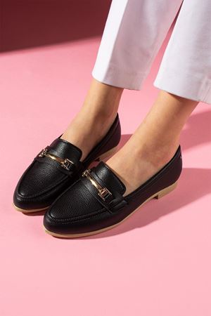 Farella Siyah Çubuk Obje Detay Aksesuarlar Günlük Ayakkabı Loafer Babet