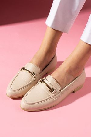 Farella Bej Çubuk Obje Detay Aksesuarlar Günlük Ayakkabı Loafer Babet