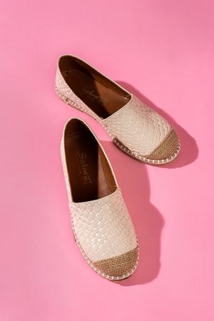 Espino Bej Hasır Baskılı Cilt Hasır Sarma Thermo Tabanlı Espadril Babet