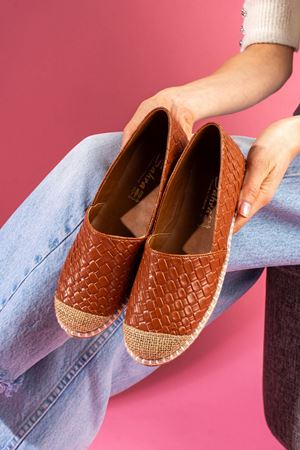 Espino Taba Hasır Baskılı Cilt Hasır Sarma Thermo Tabanlı Espadril Babet