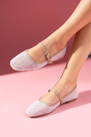 Neti Beyaz Fileli Kemer Detaylı Babet