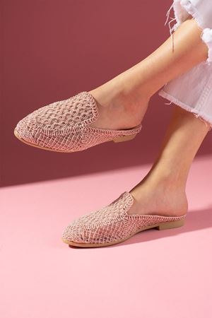 Gandal Pudra Triko Örgü Detaylı Terlik 