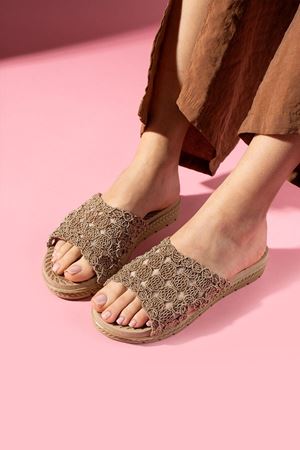 Conti Vizon Çapraz Bantlı Triko Örgü Terlik