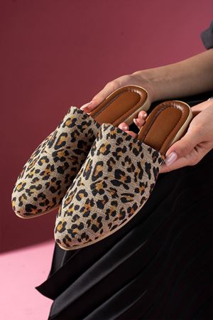 Sedrix Taba Leopar Desenli Önü Kapalı Terlik