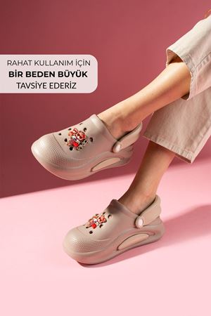 Pelmo Vizon Yüksek Taban Ayıcık Aksesuarlı Poliüretan Önü Kapalı Islak Zemin Terlik