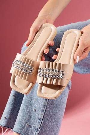 Thor Vizon Katlamalı Yaprak Taş Detaylı Terlik