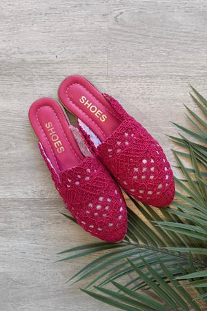 Elaris Fuşya Triko Örgü Detaylı Önü Kapalı Terlik 