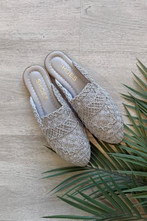 Elaris Gri Triko Örgü Detaylı Önü Kapalı Terlik