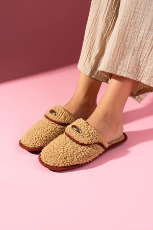 Evelis Vizon Havlu Dokulu Damla Aksesuarlı Ev Terliği