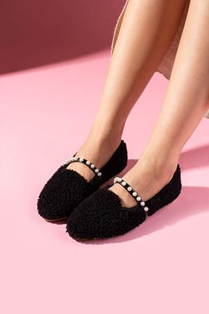 Averis Siyah Havlu Dokulu İnci Kemerli Ev Babeti