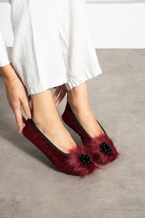 Piky Bordo Pisi Pisi Patik Terlik Ev Babeti Kaymaz Ses Yapmaz Katlanır Taban