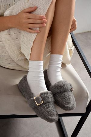 Alexis Antrasit Tokalı Sraç Detaylı Bantlı Peluş Ev Babeti