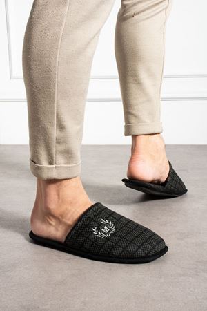 Astra  Erkek  Haki Kare Desenli Önü Kapalı  Ev Terliği 