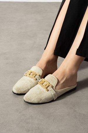 Lavi Bej Kısa Tüylü Elegant Nişan Çeyiz Bohça Misafir Ev Terliği