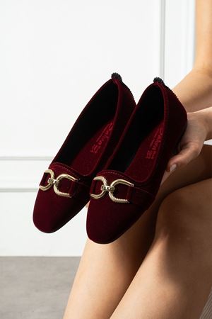 Belza Bordo Gold Tokalı Kadife Dokulu Elegant Nişan Çeyiz Bohça Misafir Ev Babeti